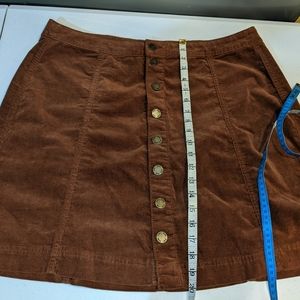 Brown Corduroy A-line Skirt Plus